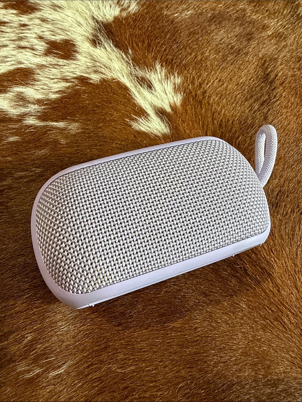 Portable Bluetooth Speaker in Light Gray with Carry Loop